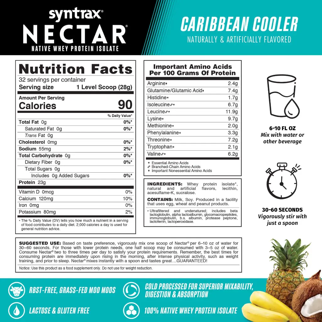 Nutrition Facts Nectar Caribbean Cooler.webp