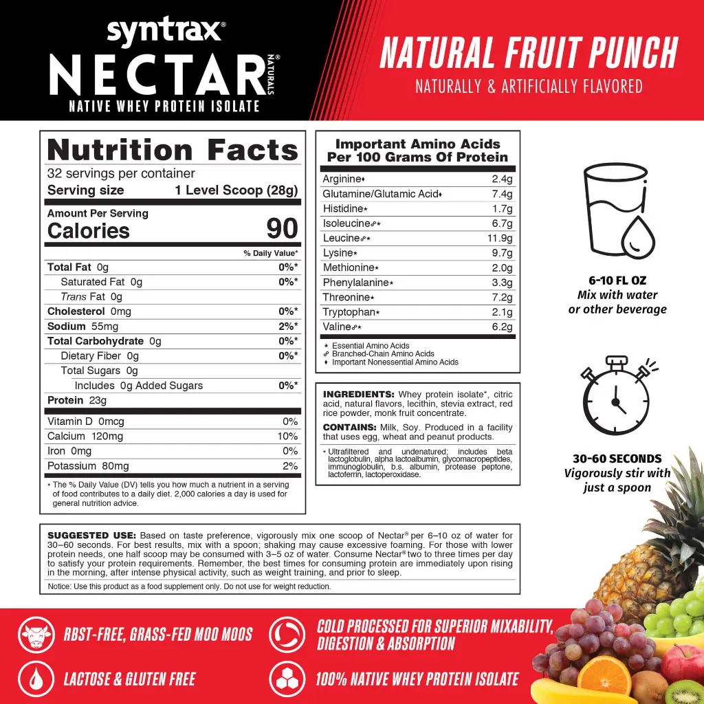 Nutrition Facts Nectar Naturals Natural Fruit Punch.webp