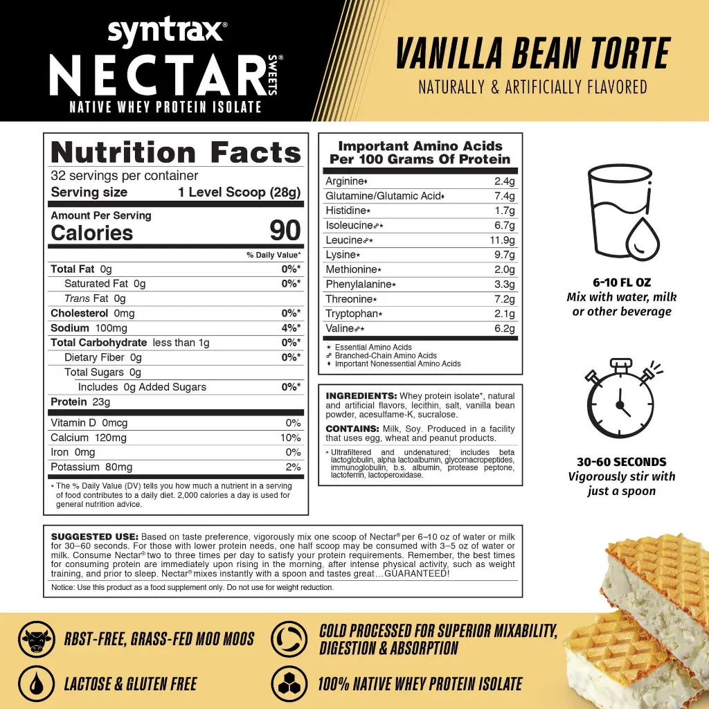 Nutrition Facts Nectar Sweets Vanilla Bean Torte.webp