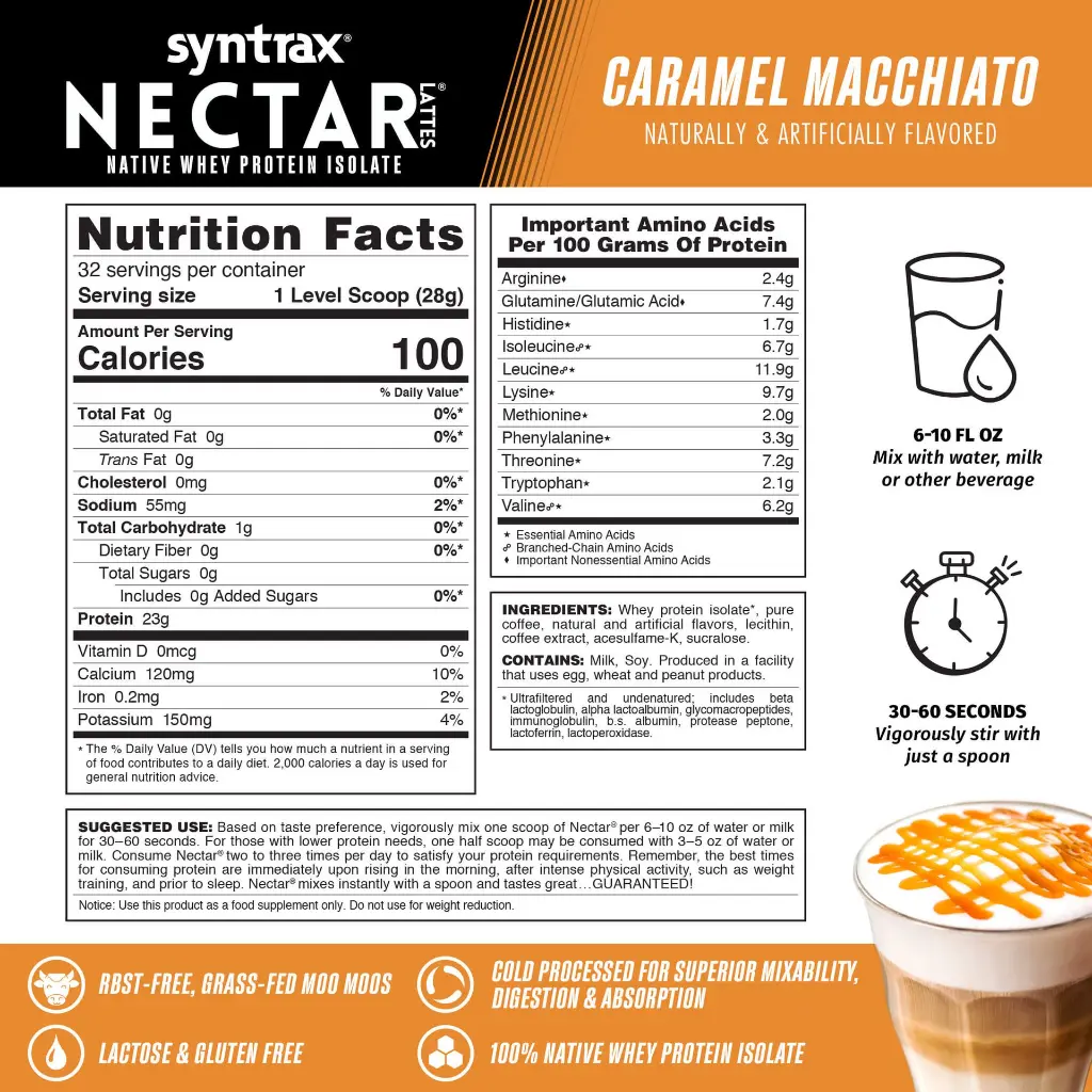 Nutrition Facts Nectar Lattes Caramel Macchiato.webp
