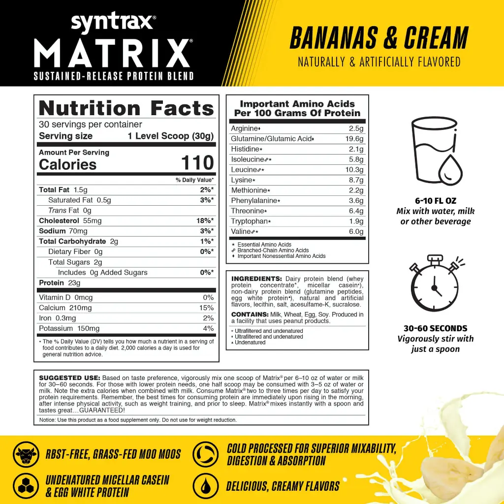 Nutrition Facts Matrix Bananas & Cream 2lb.webp