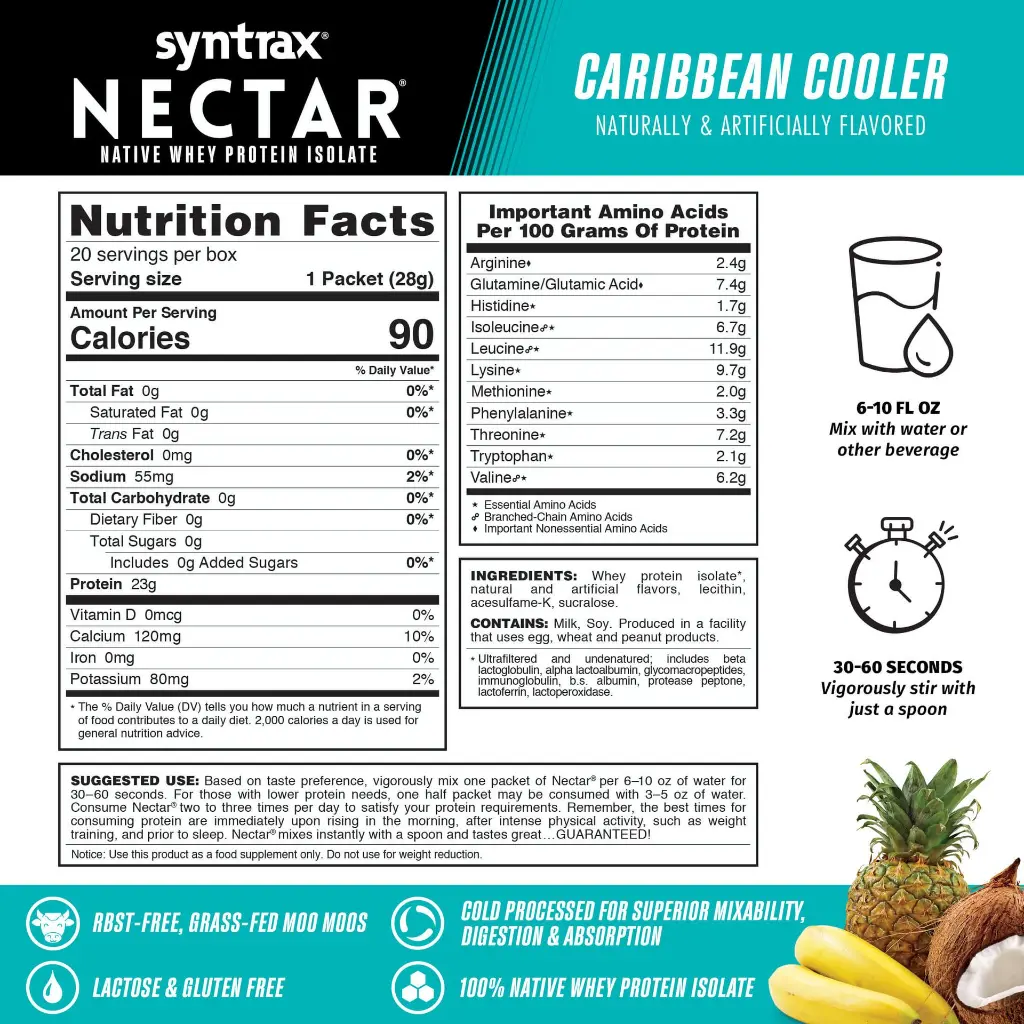 Nutrition Facts Nectar GNG Caribbean Cooler.webp